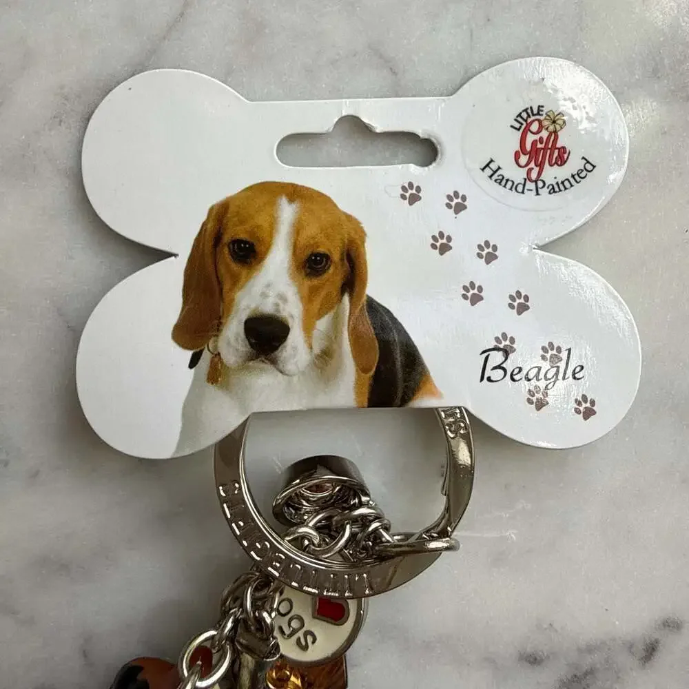 Little Gifts Hand-Painted Beagle Dog Charm Keychain – New with Tag